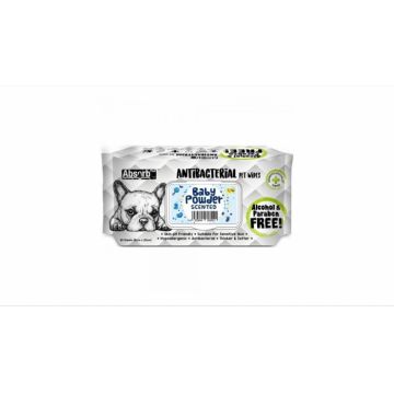 Servetele umede Antibacterial Pet WET Wipes, BABY POWDER- pachet 80 buc