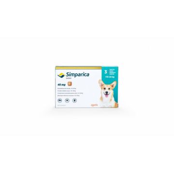 Simparica Caine 40 mg (10 - 20 kg), 3 comprimate la reducere