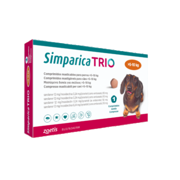 Simparica Trio Caini 12 mg (5.1 - 10 kg) Deparazitare interna si externa, 3 x comprimate masticabile la reducere