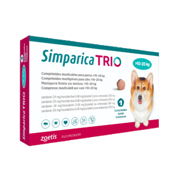 Simparica Trio Caini 24 mg (10.1 - 20 kg) Deparazitare interna si externa, 3 x comprimate masticabile ieftina