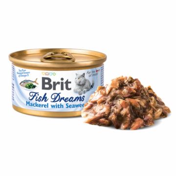 Brit Fish Dreams cu Macrou si alge de mare in suc propiu, 80 g