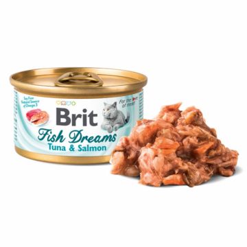 Brit Fish Dreams cu Ton si Somon in suc propiu, 80 g