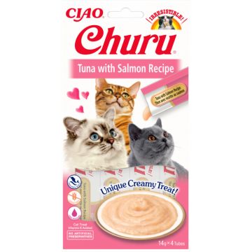 Churu Recompensa Cremoasa cu Ton si Somon fara cereale - 4 x 14 g de firma originala