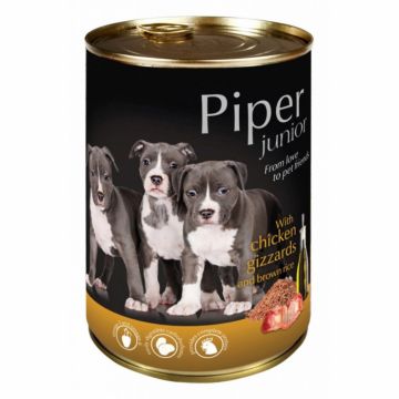 Hrana umeda Piper Junior, Pipote de Pui si Orez brun, 400 g la reducere