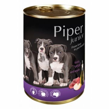 Hrana umeda Piper Junior, Vitel si Mere, 400 g la reducere