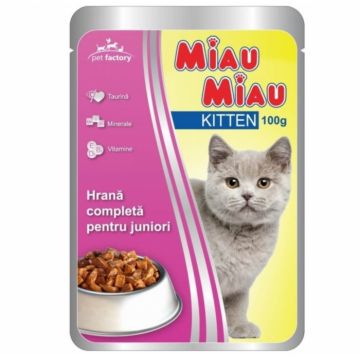 Hrana umeda pisici junior, Miau Miau, Kitten, 100g de firma originala