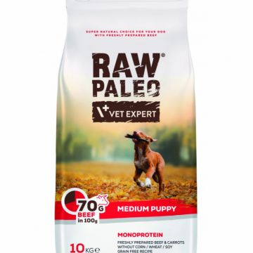 Hrana uscata, RAW PALEO mediu puppy vita, 10 kg la reducere