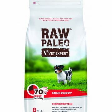 Hrana uscata, RAW PALEO mini puppy vita, 8 kg la reducere