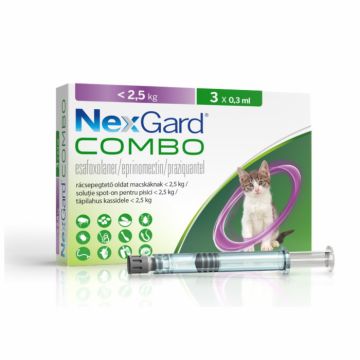 NexGard Combo solutie spot-on pentru pisici 2.5 kg, 3x0.3 ml la reducere