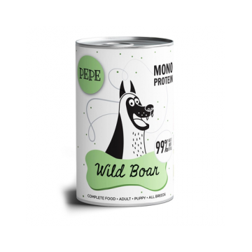 PAKA ZWIERZAKA PEPE Wild Boar 99% (carne de vânat) 400 g hrană monoproteică