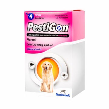 PestiGon Dog L spot on (20-40kg) fipronil x 4 pipete la reducere