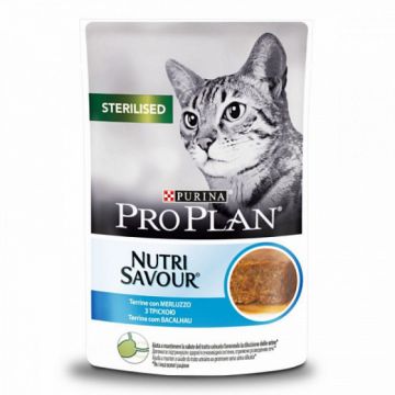 Pro Plan Sterilised Nutrisavour cu Cod, 1 x 85 g