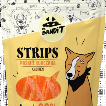 Recompense pentru caini Mr. Bandit STRIPS, pui, 80g