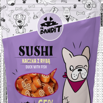 Recompense pentru caini Mr. Bandit SUSHI, rata si peste, 80g