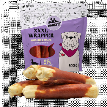 Recompense pentru caini Mr. Bandit WRAPPER XXXL, rata, 500g