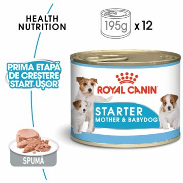 Royal Canin Starter Mousse, mama si puiul, hrana umeda caine, 195 g