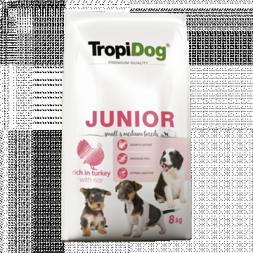 TropiDog, hrana uscata Premium Junior Talie mica si medie, 8 kg