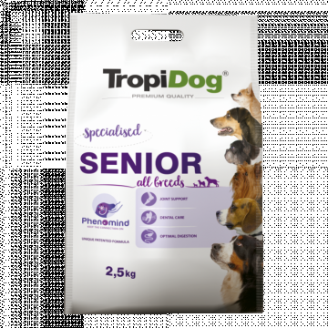 TropiDog, hrana uscata Premium Senior cu curcan si orez, 2.5 kg
