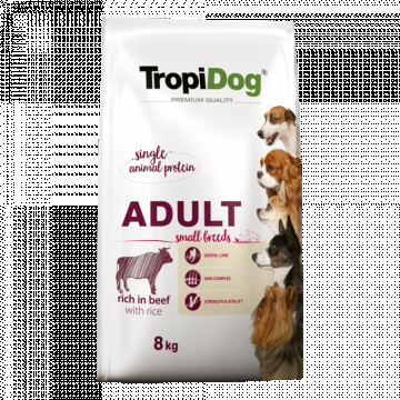 TropiDog, hrana uscata Premium Talie mica cu Vita si orez, 2.5 kg