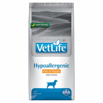 Vet Life Farmina, Hypoallergenic Fish and Potato caine, 12 kg