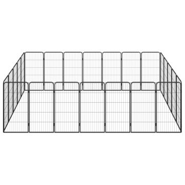 vidaXL Țarc câini 24 panouri negru 50x100 cm oțel vopsit electrostatic