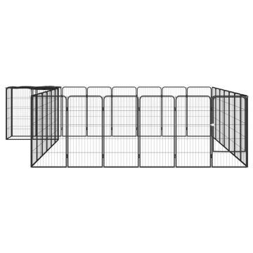 vidaXL Țarc câini 30 panouri negru 50x100 cm oțel vopsit electrostatic