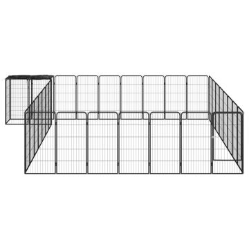 vidaXL Țarc câini 34 panouri negru 50x100 cm oțel vopsit electrostatic