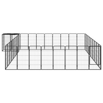 vidaXL Țarc câini 38 panouri negru 50x100 cm oțel vopsit electrostatic