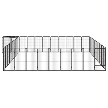 vidaXL Țarc câini 42 panouri negru 50x100 cm oțel vopsit electrostatic