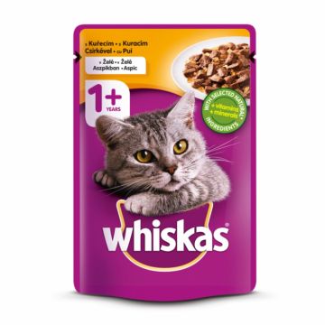 Whiskas hrana umeda pentru pisici adulte, cu pui in aspic 1x85 g