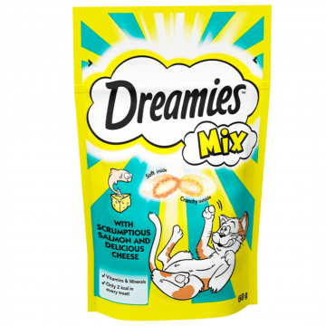 Recompense pentru pisici Dreamies Snack cu somon si branza 60 g