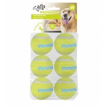 ALL FOR PAWS Rezerva 6 Mingi Tenis pentru Lansatorul de Mingi & Recompense, jucărie minge câini, S-L, sintetic, activități fizice, galben, ⌀6.6 cm