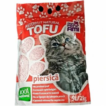 Asternut igienic pentru pisici Tofu Piersica, Mon Petit 5 l la reducere