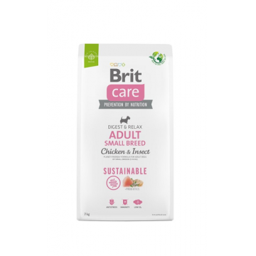 BRIT Care Dog Sustainable Adult Small Breed Hrana uscata pentru caini talie mica, cu pui si insecte 7 kg