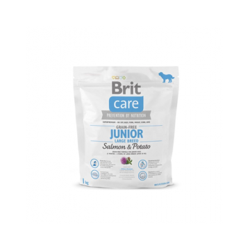BRIT Care Grain-free Junior Large Breed 1 kg Hrana catei talie mare, cu somon si cartofi