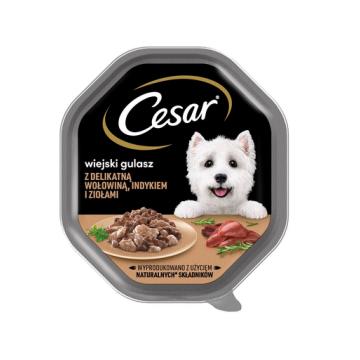 CESAR hrana umeda pentru caini adulti, cu vita, curcan si plante aromatice 14x150 g