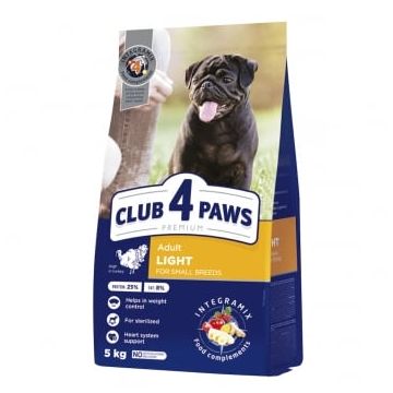 CLUB 4 PAWS Adult Light, XS-S, Curcan, hrană uscată câini, obezitate, 5kg