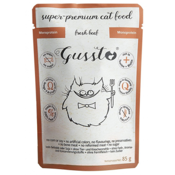 GUSSTO Cat Fresh Beef plicuri hrana pisici, cu vita 24x85 g