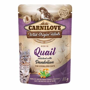 Hrana Umeda pentru pisici Carnilove cu Prepelita, 1x85 g