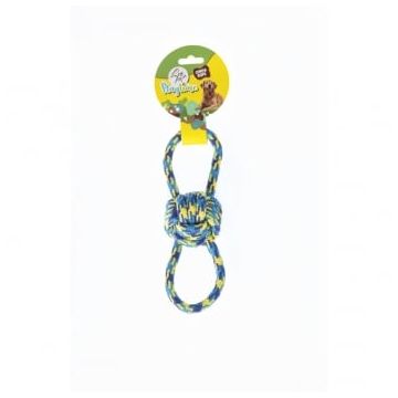 LEOPET, jucărie sfoară câini, S-L, textil, activități fizice, albastru și galben, 29 cm