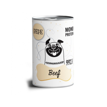 PAKA ZWIERZAKA PEPE Beef 99% Hrana umeda pentru caini, cu vita 400 g