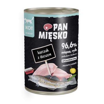 PAN MIĘSKO hrana umeda hopoalergenica pentru pisici, cu pui si cod 400g