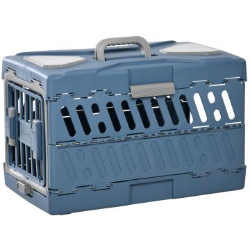 PawHut Geanta de transport pliabil , care economiseste spatiu, pentru caini si pisici, convertibil in canisa, 56x31x37cm, albastru | AOSOM RO