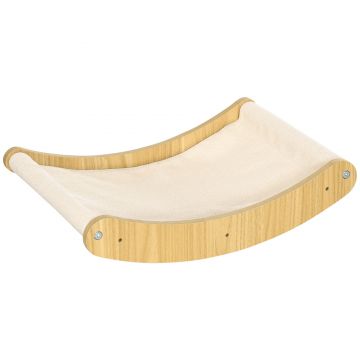 Raft pentru pisici PawHut din PAL si panza montat pe perete culoare stejar 44,5x33x9 cm | AOSOM RO