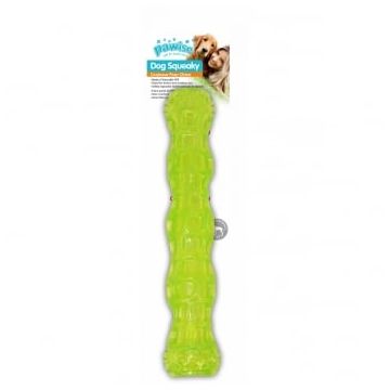 PAWISE Bat, jucărie de aport câini, S-L, plastic, dentiție, luminoasă, verde, 18 cm