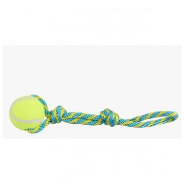 PAWISE Minge de Tenis cu Sfoară , jucărie minge câini, S-L, sintetic, dentiție, activități fizice, galben și albastru, ⌀6.6 cm