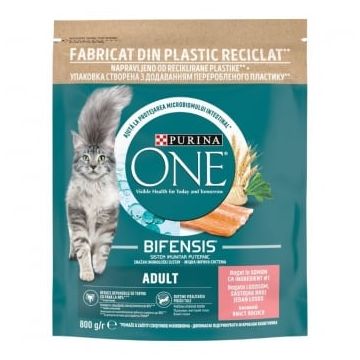 PURINA One Adult, Somon cu Cereale Integrale, hrană uscată pisici, 800g