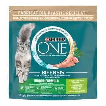 PURINA One Indoor, Curcan cu Cereale Integrale, hrană uscată pisici, 1.5kg