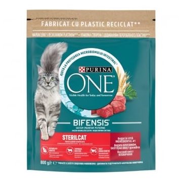 PURINA One Sterilcat, Vită cu Grâu, hrană uscată pisici sterilizate, 800g PURINA One Sterilcat, Vită cu Grâu, hrană uscată pisici sterilizate, 800g