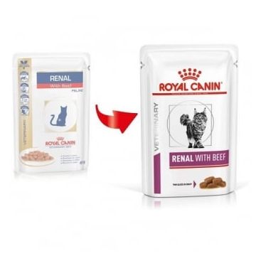 ROYAL CANIN VETERINARY DIET Renal, Vită, dietă veterinară, plic hrană umedă pisici, sistem renal, (în sos), bax, 85g x 12buc